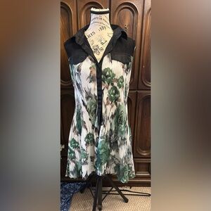 Chic Black and Green Floral Women's Blouse